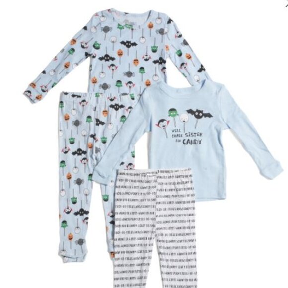 NWT Cutie Pie Dreamers Infant 100% Cotton Halloween Candy 4-piece Sleep Set - Picture 1 of 9